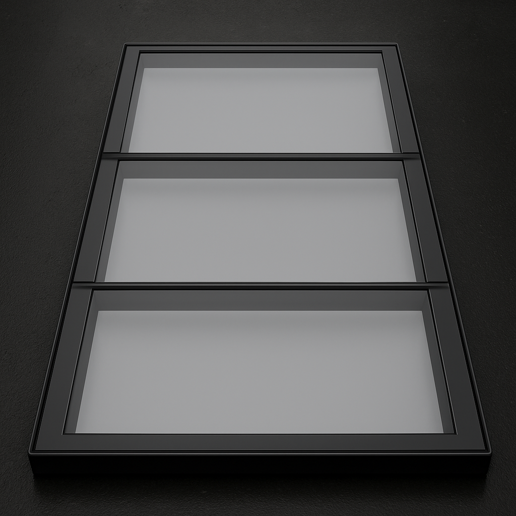 Triple panel glazed rooflight window